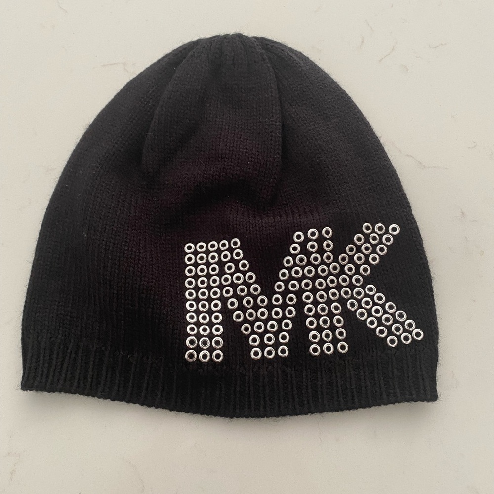 Michael Kors Black Beanie with Silver Accents